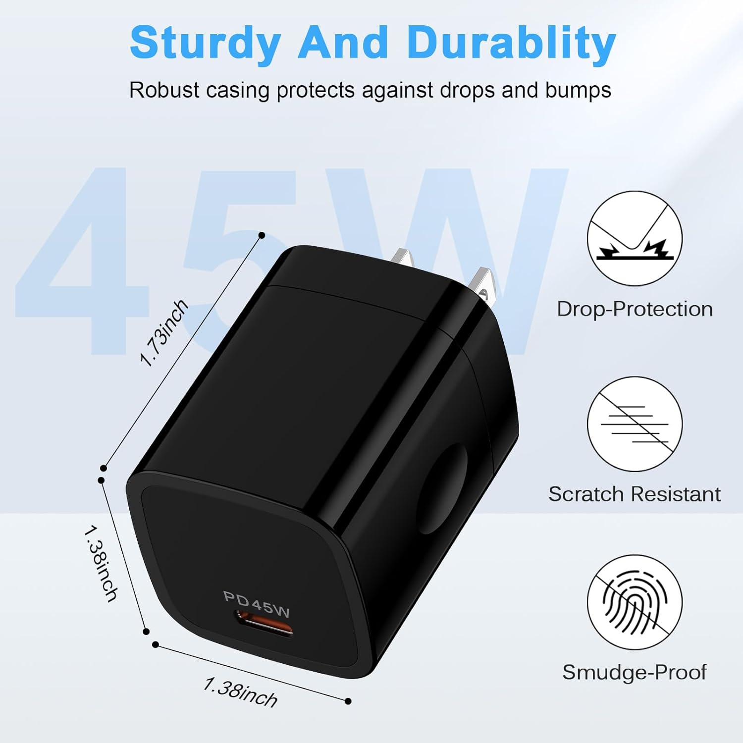 45W Super Fast Samsung Charger for Samsung Galaxy A37/A57/S26 Ultra/S26+/A36/A17/S25 FE/S25 Edge/S24Plus/S23,iPhone 17e 17 Pro Max 16 Plus,USB Type C Fast Charging Block with 6FT Long USB C to C Cable