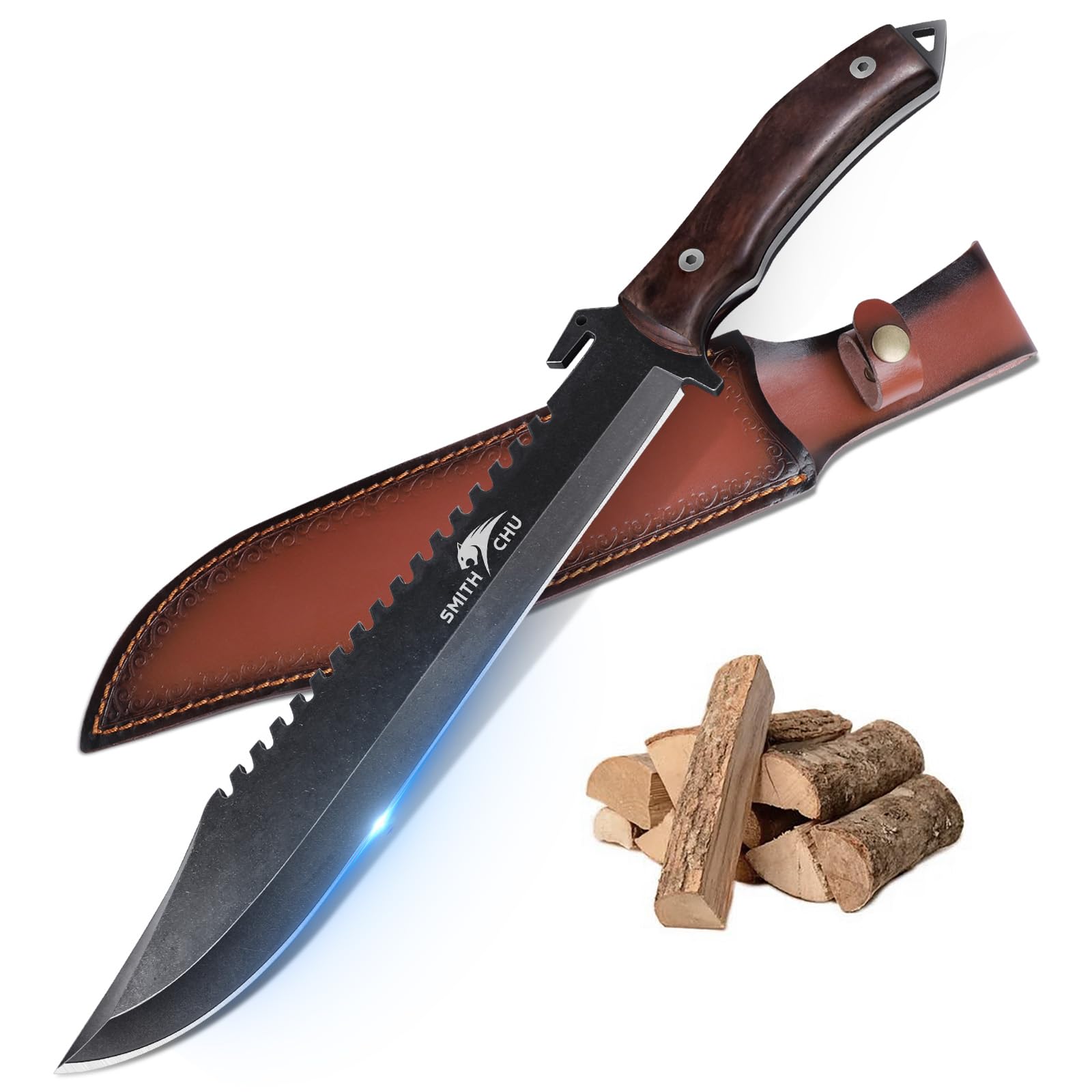 SMITH CHU Outdoor Messer mit Scheide, Full Tang Survival Messer für Camping Wandern