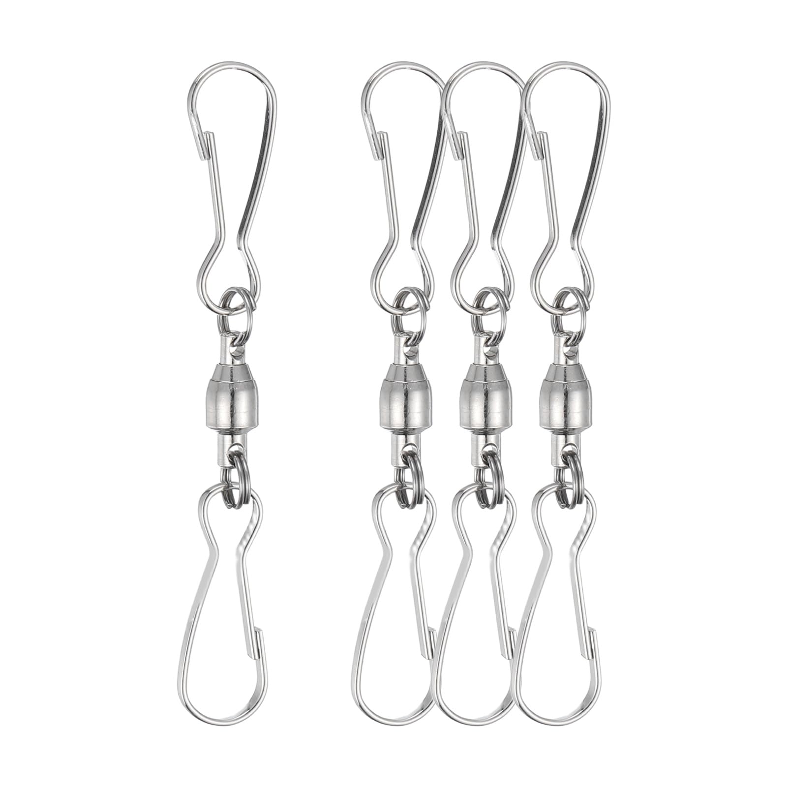 PATIKIL 70mm Swivel Hooks Clips for Wind Spinners, 4Pcs Stainless Steel 360 Degree Windsock Supplies Wind Chime Hanger for Windsock Bird Feeder Party Garden Bells, Silver
