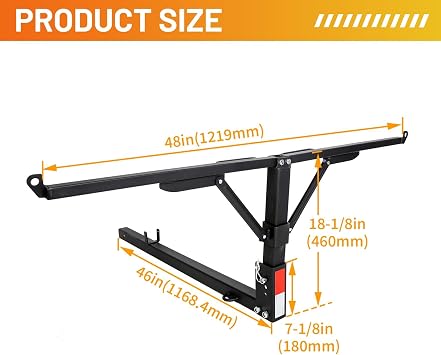 ECOTRIC Truck Bed Hitch Extender 2 in 1 Design Foldable Extension Pick Up | Rack Canoe Boat Kayak Lumber w/Flag