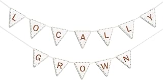 Locally Grown Banner - Farmer's Market Baby Shower Party Green Triangle Pennant Garland,Fruit Vegetables Birthday Banner for Boys or Girls,Gardener Themed Gender Reveal Party Supplies