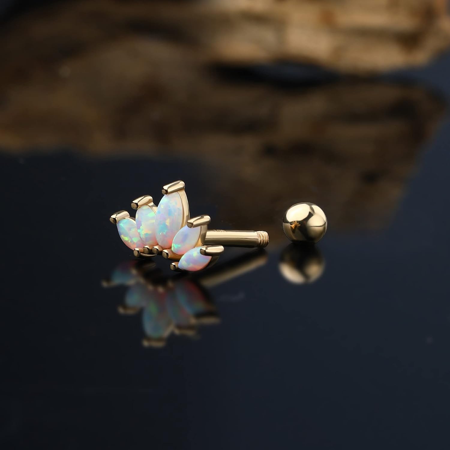 Jewseen 14K Cartilage Earring CZ Helix Piercing Jewelry 16g Stud Crown Tragus Earrings