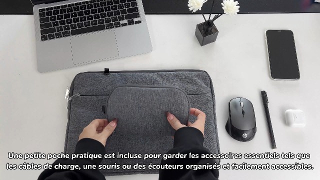 Sacoche Ordinateur Portable 15,6 Pouces Imperméable - Compatible MacBook Pro 16 M1 M2 M3 M4 - Protection Antichoc - Bandoulière Amovible
