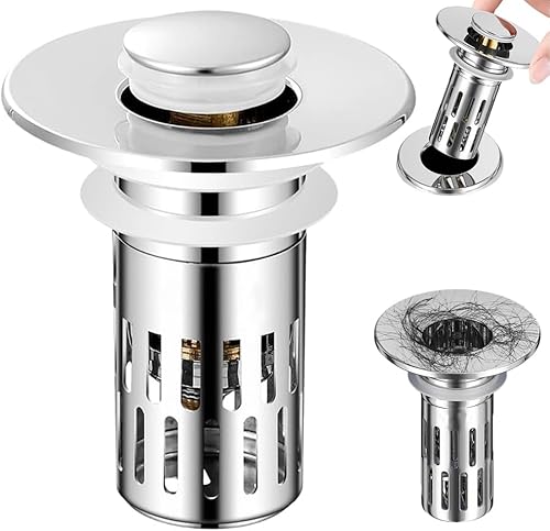Colador de drenaje de fregadero de baño, colador universal de drenaje para fregadero con captador de pelo, filtro de drenaje de piso de acero