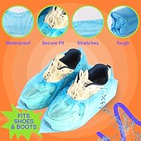 Vista 5 de 100 Pack Waterproof Shoe Covers Disposable, Premium Non-Slip Recyclable CPE Shoe Covers Protectors for Indoors, Durable, Booties, One Size Fits