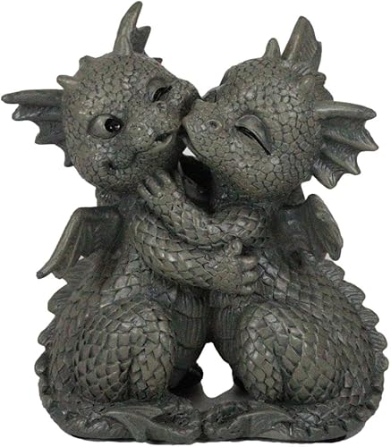 Ebros Gift Mini figura de jardín de romance ardiente para amantes del dragón de cría, acabado de resina de piedra sintética, 4.75 pulgadas de alto,