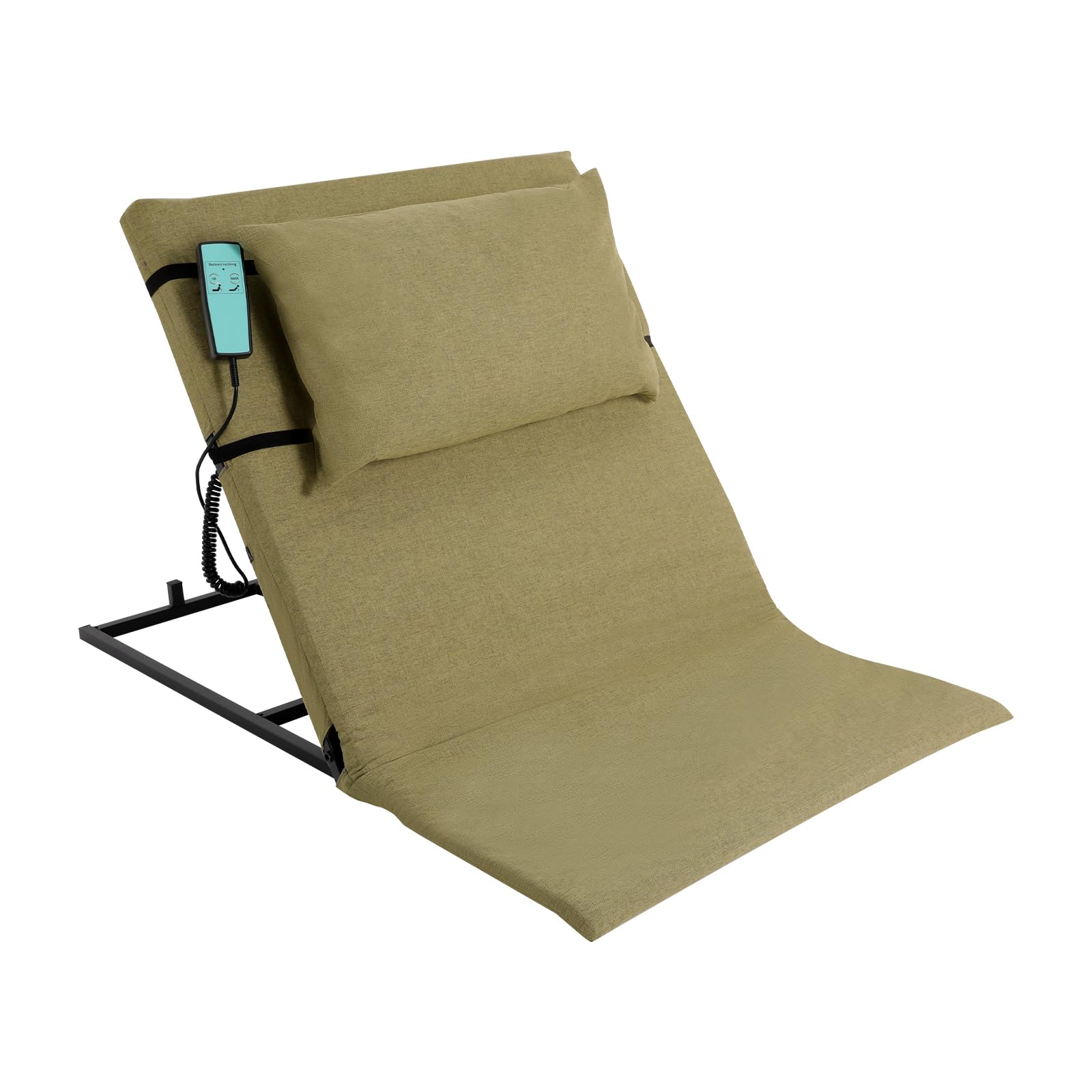 MEIWAIZX Electric Adjustable Bed Backrest, 661 Lbs Capacity, 2-80° Angle, Electric Lifting Backrest with Headrest and Short Pad, Lifting Bed Backrests for Pregnant Disabled Elderly (Green)