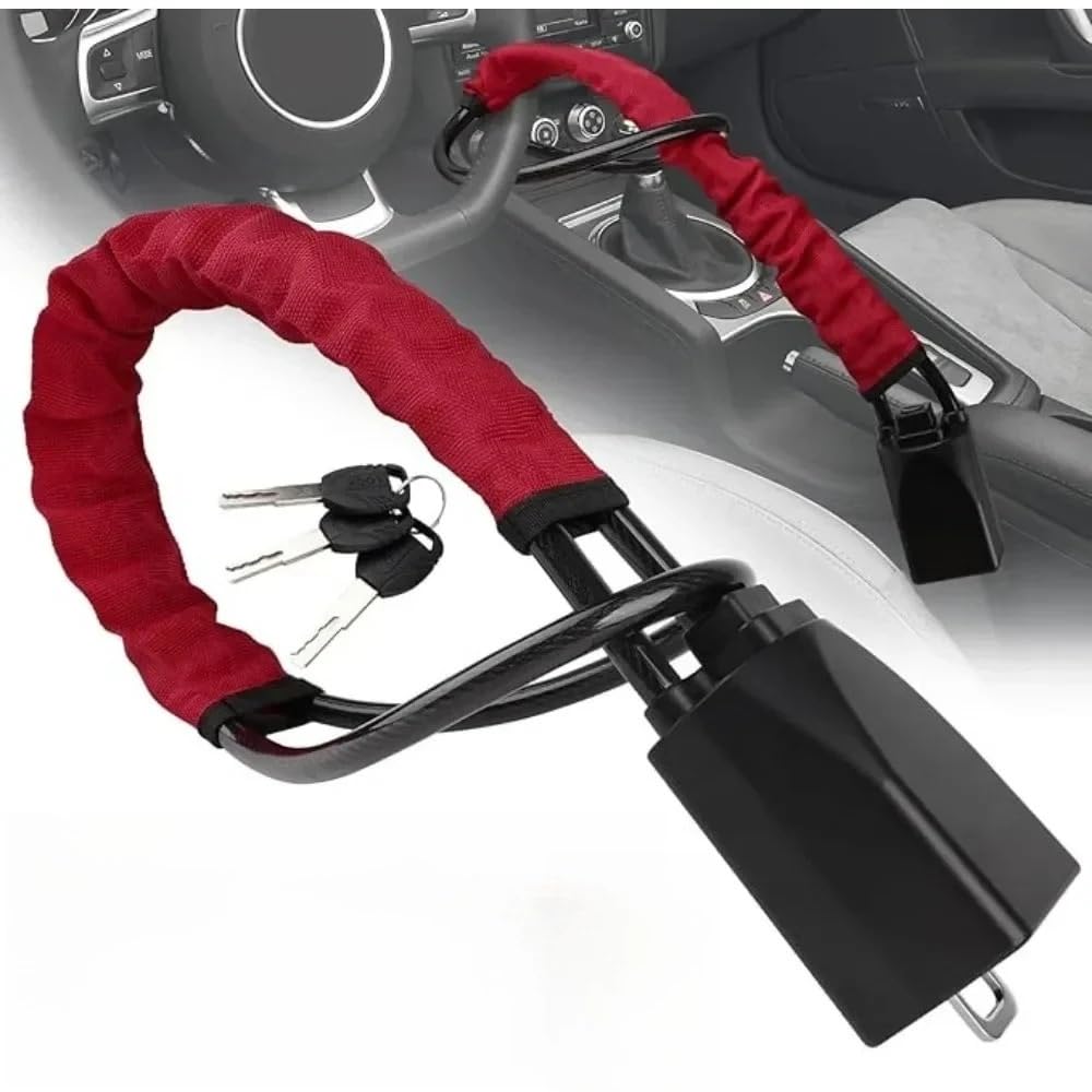 Bloqueo Volante Coche Bloqueo del volante coche con hebillas cinturón de seguridad bloqueo resistente prevención robo antidispositivo para camión SUV Antirrobo para volante(Black)