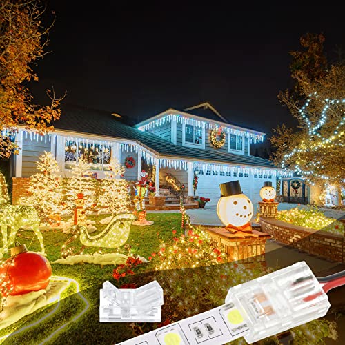 Image of 10 Packs Solderless LED Strip Connector Transparent Track Lighting Connectors Wire Strip Lights 16.4 ft Extension Cable Wire Cord for LED Light Speaker Electrical System(Chic Style, 2 Pin, 8 mm)