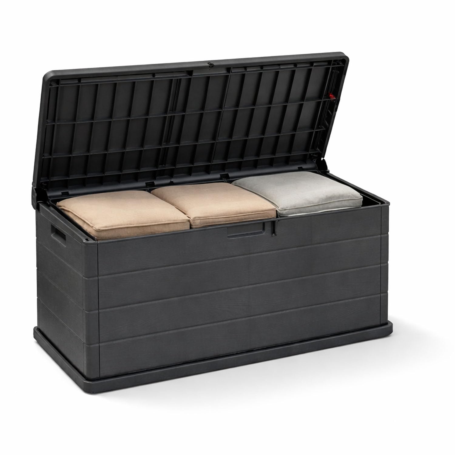 Mojawo XL Kunststoff Auflagenbox Kissenbox Gartenbox Sitzbank 2 Personen für Polsterauflagen Kunststoff wasserdicht Anthrazit 340Liter