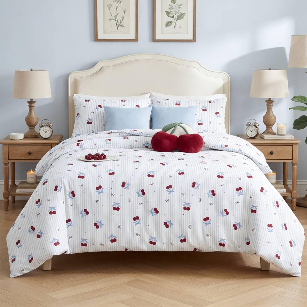 Covebett Bettwäsche Herzen Herz Bettbezug Set Microfaser Kawaii Aesthetic Mädchen Kinder Deckenbezug und Kissenbezug 80x80 mit Reißverschluss