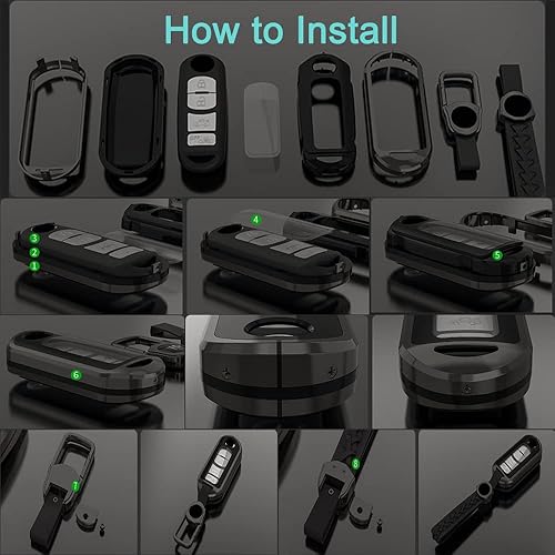 Miniatura 7 de K LAKEY Funda de aleación de metal compatible con Mazda 3 6 8 Miata MX-5 CX-3 CX-5 CX-7 CX-9 RX-8 control remoto sin llave protector de piel de TPU