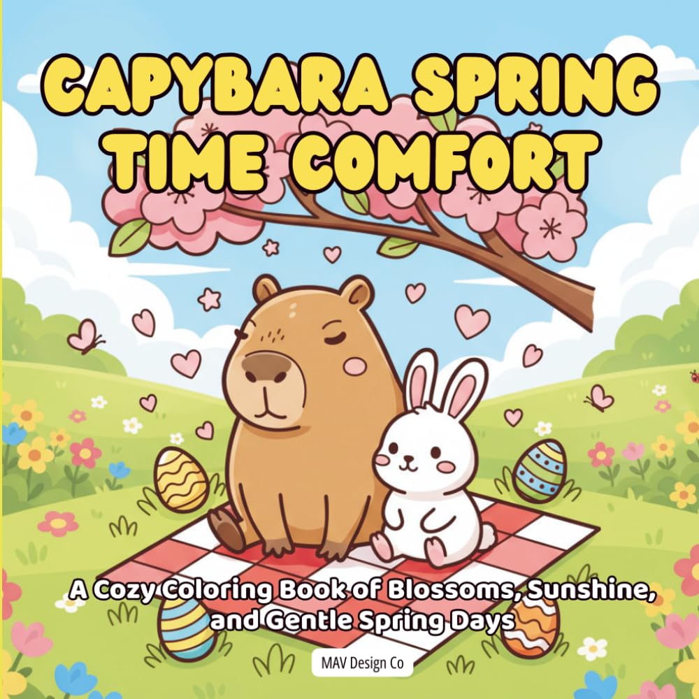 Capybara Spring Time Comfort A Cozy Coloring Book of Blossoms, Sunshine, and Gentle Spring Days: Bold & Easy 8.5x8.5 Coloring Pages Featuring Cute ... Butterflies, and Peaceful Nature Moments
