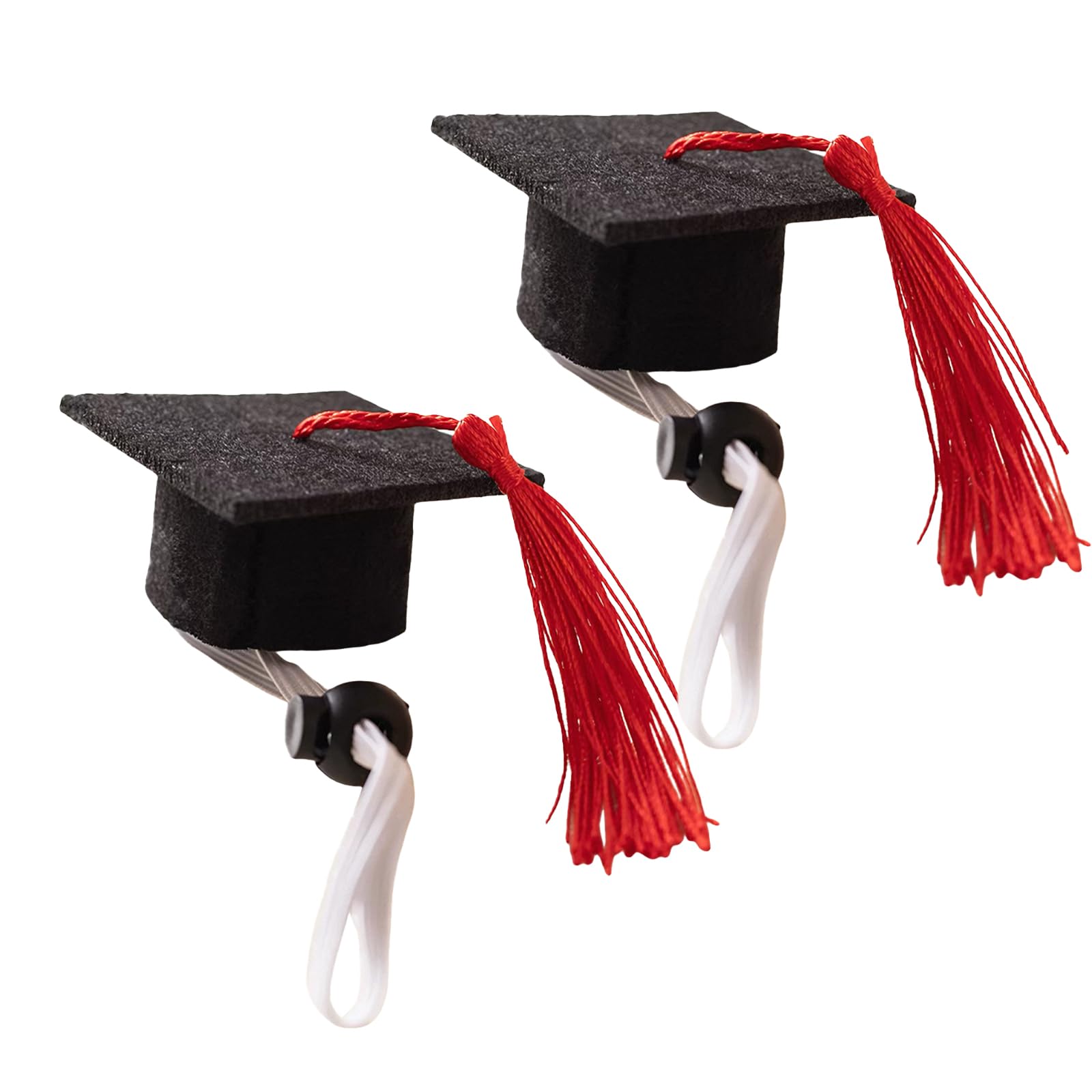 2 Pack Mini Graduation Caps with Blue Tassels, Mini Pet Graduation Caps Small Animal Bachelor Hats with Adjustable Elastic Strap for Cats and Dogs Photo Props Party Supply (Red,2)