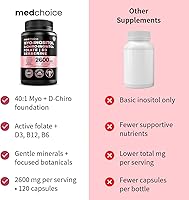 Vista 6 de Suplemento complejo de inositol 14 en 1 para mujer 401 Myo y D-Chiro inositol con folato, vitamina D3, zinc, magnesio y botánicos para apoyo
