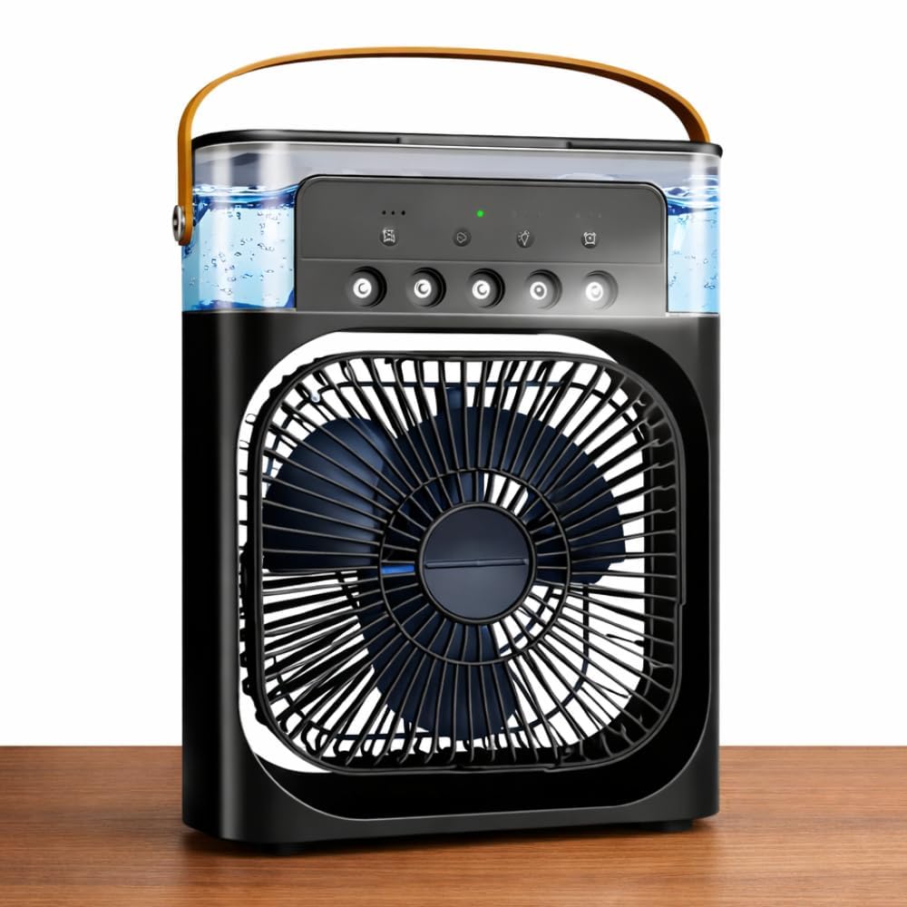 Drumstone 𝐄𝐯𝐞𝐫𝐲𝐝𝐚𝐲 𝐄𝐬𝐬𝐞𝐧𝐭𝐢𝐚𝐥𝐬, 𝟏𝟓 𝐘𝐞𝐚𝐫 𝐖𝐚𝐫𝐫𝐚𝐧𝐭𝐲, Black Portable Air Cooler, Mini Evaporative Cooling Fan, 7 Color LED Light, 3 Wind Speeds, USB Type C-image-30