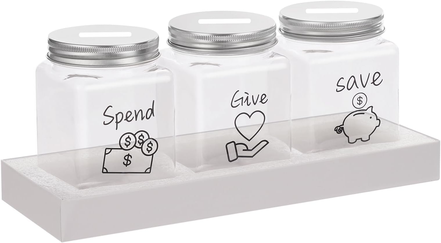 Mczxon Spend Save Give Piggy Bank for Kids, Money Coin Savings Piggy Bank Jar Box for Kids Child Safe Money Saver, Teach Children About Giving Spending Saving Money Piggy Box for Boys Girls