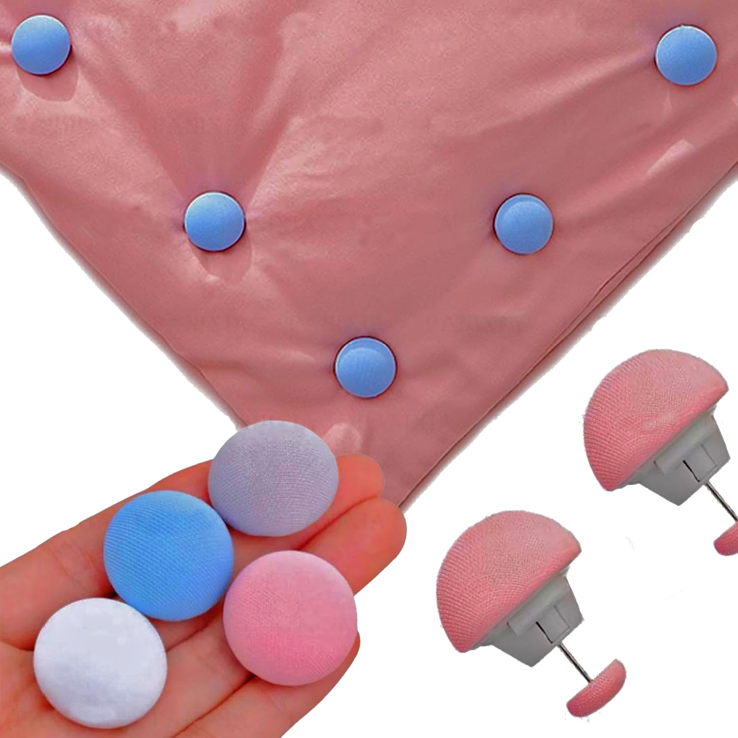 Thea Duvet Clips | Round Fixing Clips with Buttons | Non-Slip Quilt Holder | Double Sided Pin Fasteners for Linen, Fabric, Buttons, Quilt, Blanket, Cushions, Curtains (Pack of 4)-image-45
