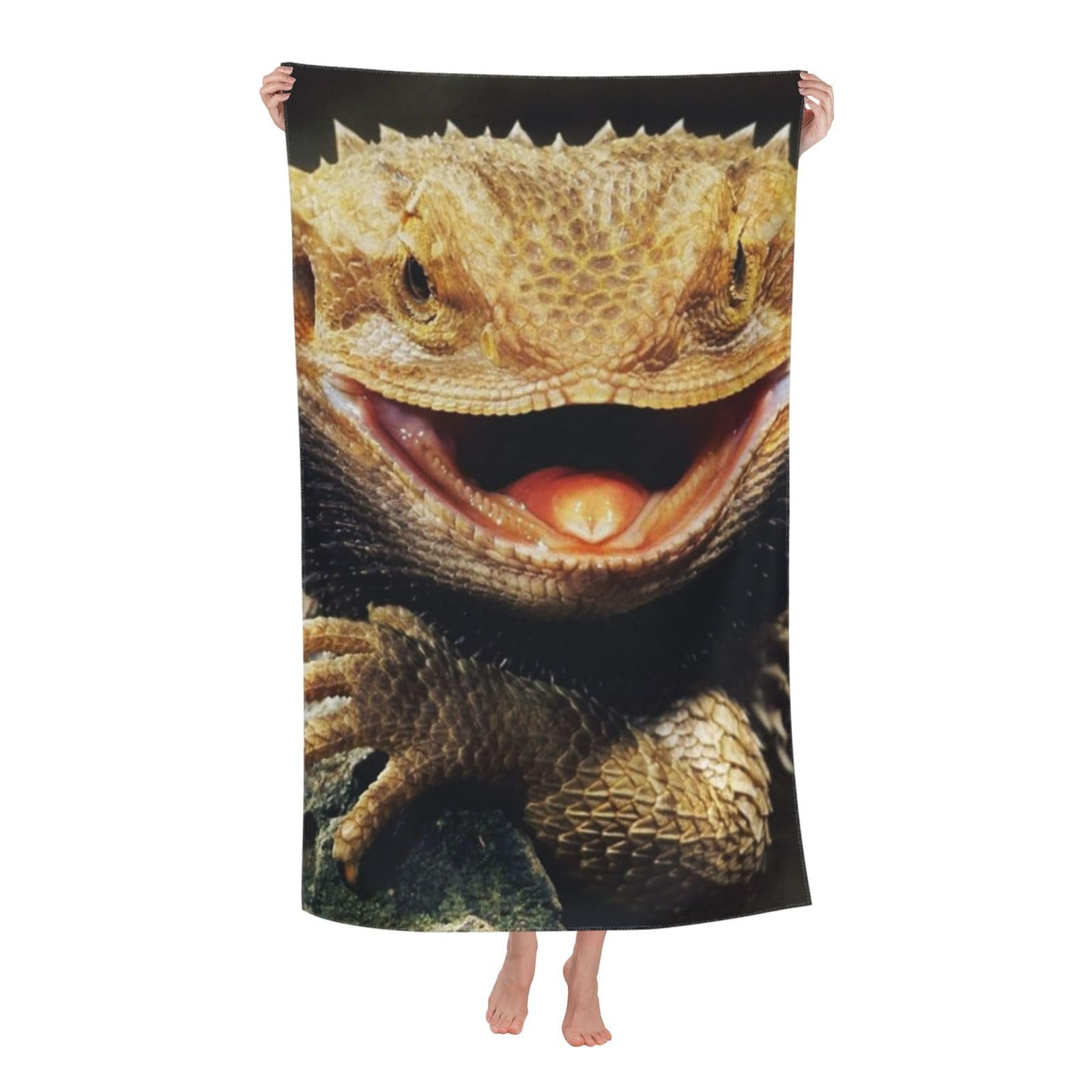 LSRCPD Beach Towel Cool Bearded Dragon Lizards Microfiber Beach Towels Blanket Oversized Tropical Big Extra Large XL Pool Towels Quick Dry Sandproof for Women Girls Kids
