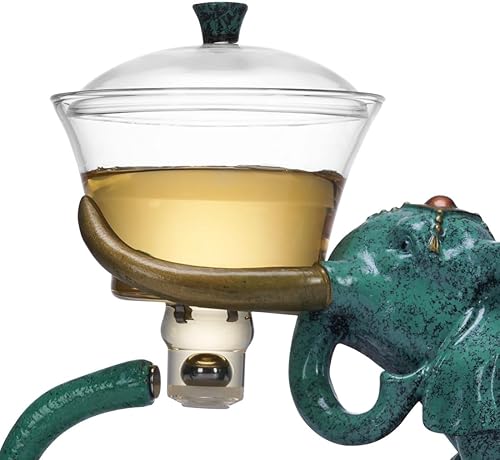 Miniatura 8 de Mozeo Juego de té de vidrio Kungfu resistente al calor con calentador que atrae la desviación del agua, cubierta giratoria, cuenco perezoso