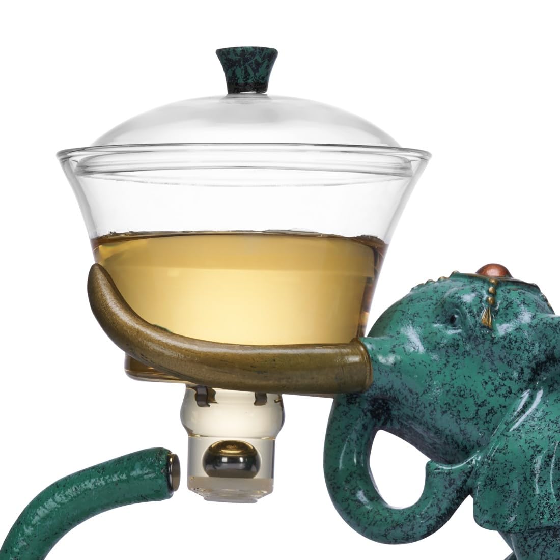 Hitzebeständiges Kungfu-Teeservice aus Glas mit Heizer, zieht Wasserumleitung an, drehbare Abdeckung, Schüssel, halbautomatische Glas-Teekanne (Elefant einzeln)
