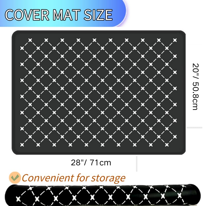 Image of Stove Top Covers for Electric Stove, Glass Stovetop Cover 28x20inch | Silicone Stove Top Cover, Non-slip Oven Cooktop Guard Mat Dish Drying Mats for Kitchen RV Countertop, Black