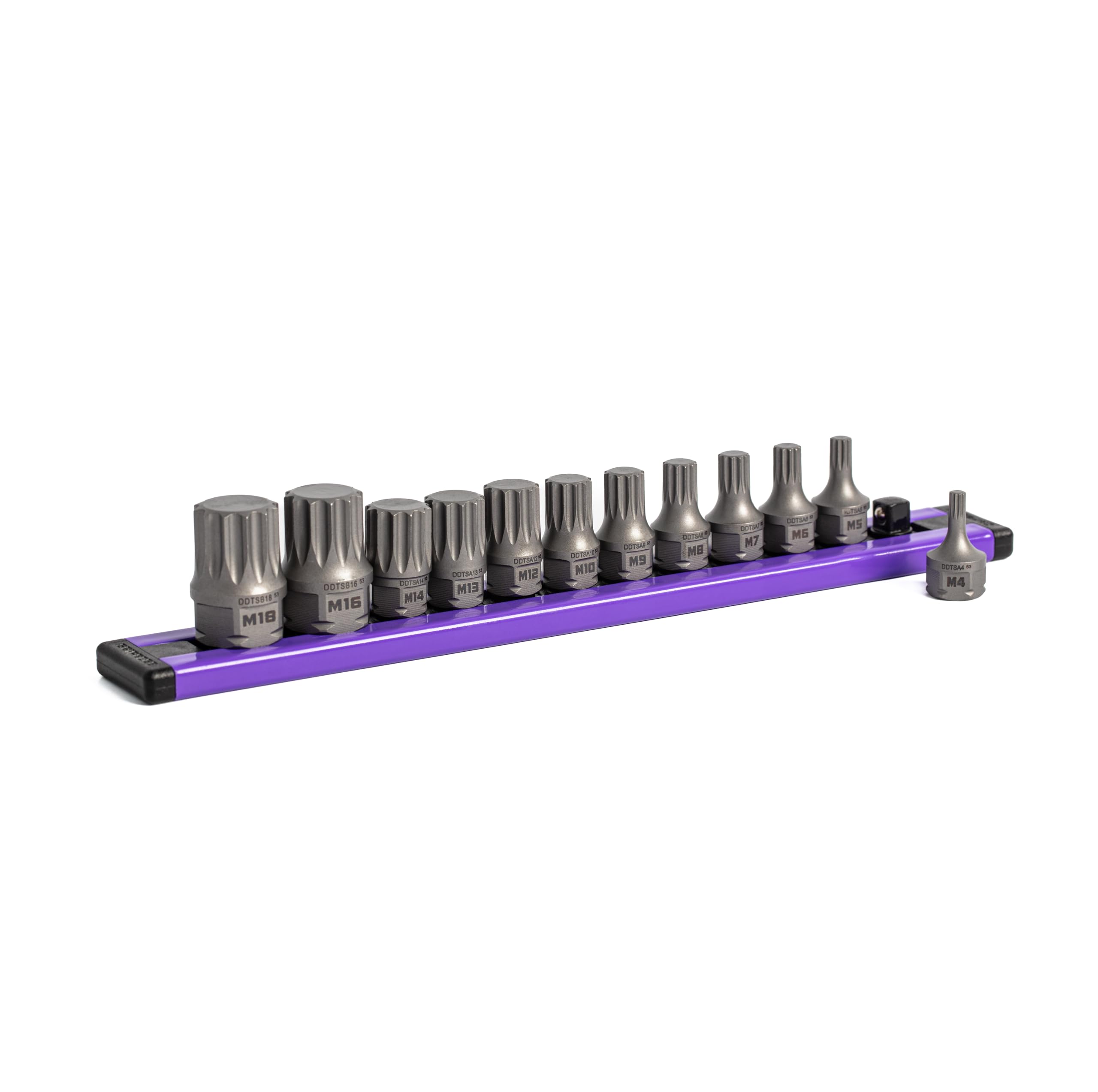 Grip Edge | 12-częściowy zestaw bitów RPT 1/4 i 3/8 Drive Low Profile Triple Square Dual Action Driver Bit Set | zawiera rozmiary - M4-M18 | zawiera aluminiową szynę gniazdową premium |