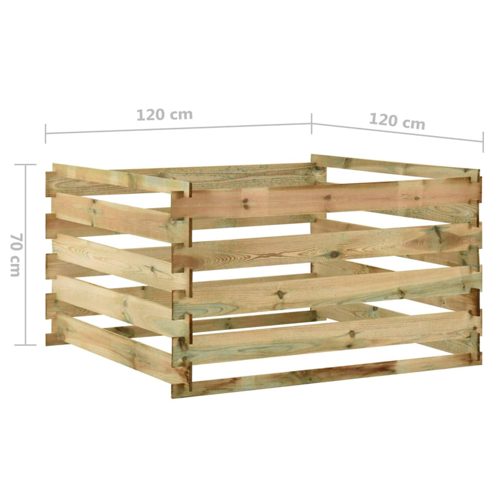 Chusui Compostiera,Compostiera da Giardino,Compostiera da Balcone,Compostiera da Cucina,Compostiera da Giardino a Doghe 120x120x70cm in Pino Impregnato