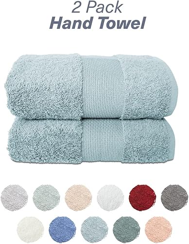 Miniatura 4 de Hencely Juego de 2 toallas de mano de lujo (16 x 28 pulgadas), algodón turco suave, absorbente, de secado rápido, para cara, cuerpo, cocina y baño