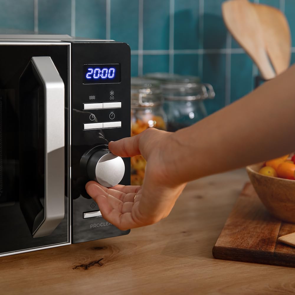 Cecotec Micro-ondes Proclean 5010 Inverter. Micro-onde avec technologie onduleur, 700W, 5 niveaux, 19L, plateau tournant 245mm, 8 programmes préconfigurés, minuterie 30 min et affichage LED.