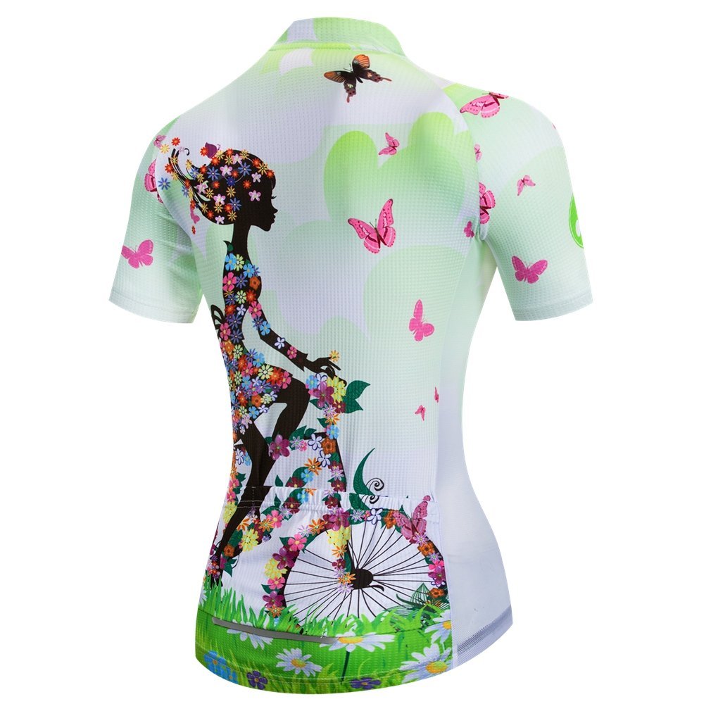Women's Short Sleeve Cycling Jersey Breathable Shirt Mountain Clothing Bike Top Bicycle Bicycle Green XXL
