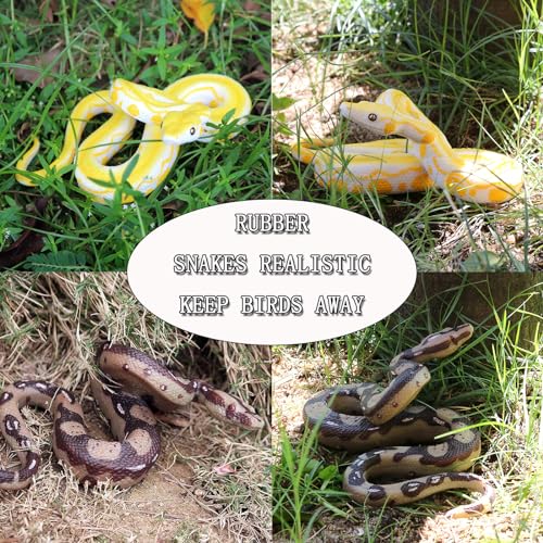 LZbeove 2 peças de cobras de borracha para manter os pássaros longe, adereços de brincadeira para am