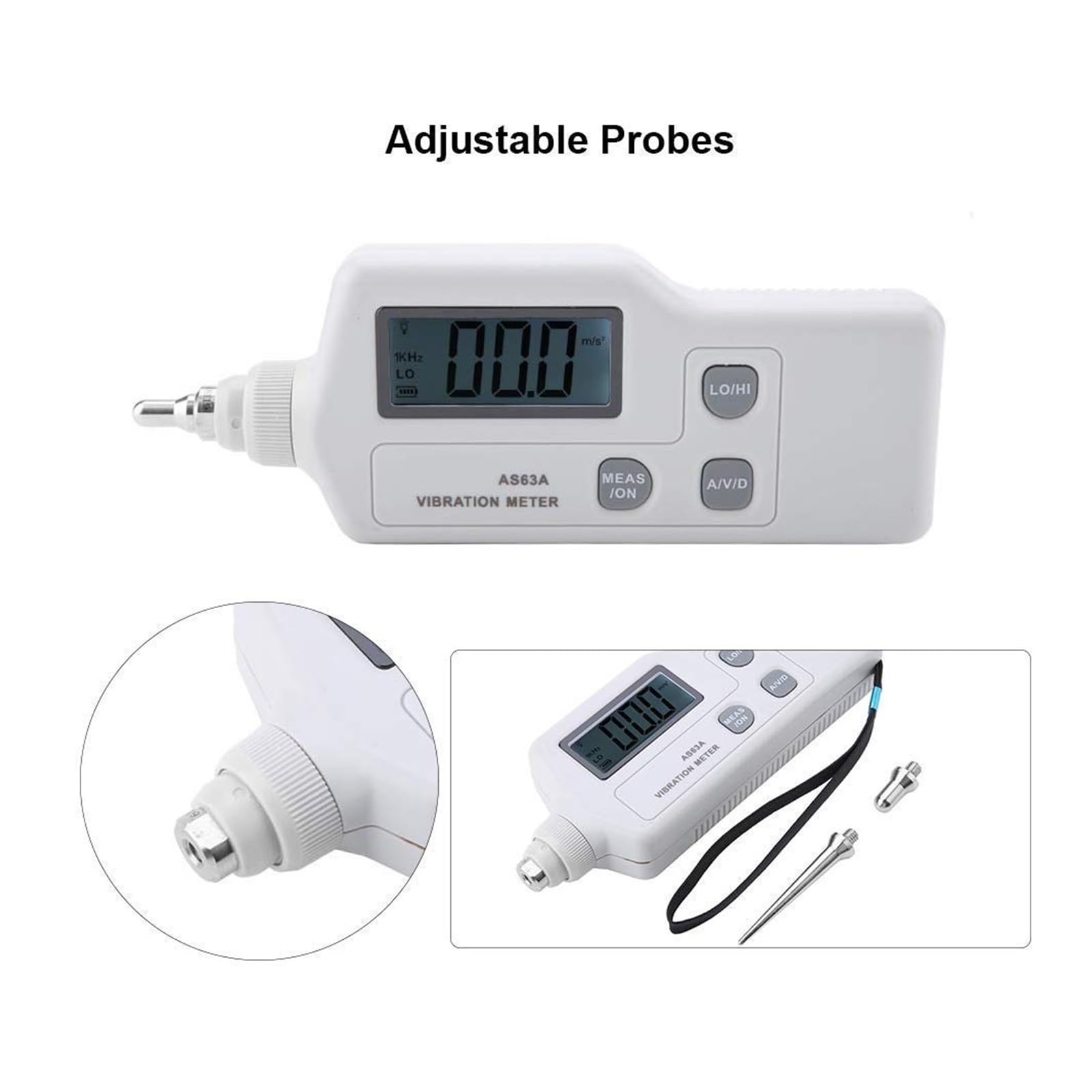 Capteur de Vibrations, AS63A Capteur intelligent Accélération/Déplacement/Vitesse Analyseur de vibrations Vibromètre Compteur de vibrations portable