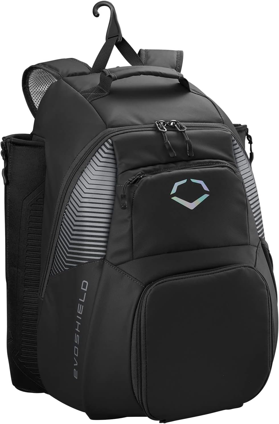 EvoShield Tone Set Large Baseball Backpack - Black: Helmet, Glove, 2 Bats, Shoe Compartment, Water-Resistant