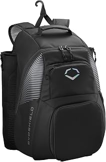 EvoShield Tone Set Large Baseball Backpack - Black: Helmet, Glove, 2 Bats, Shoe Compartment, Water-Resistant