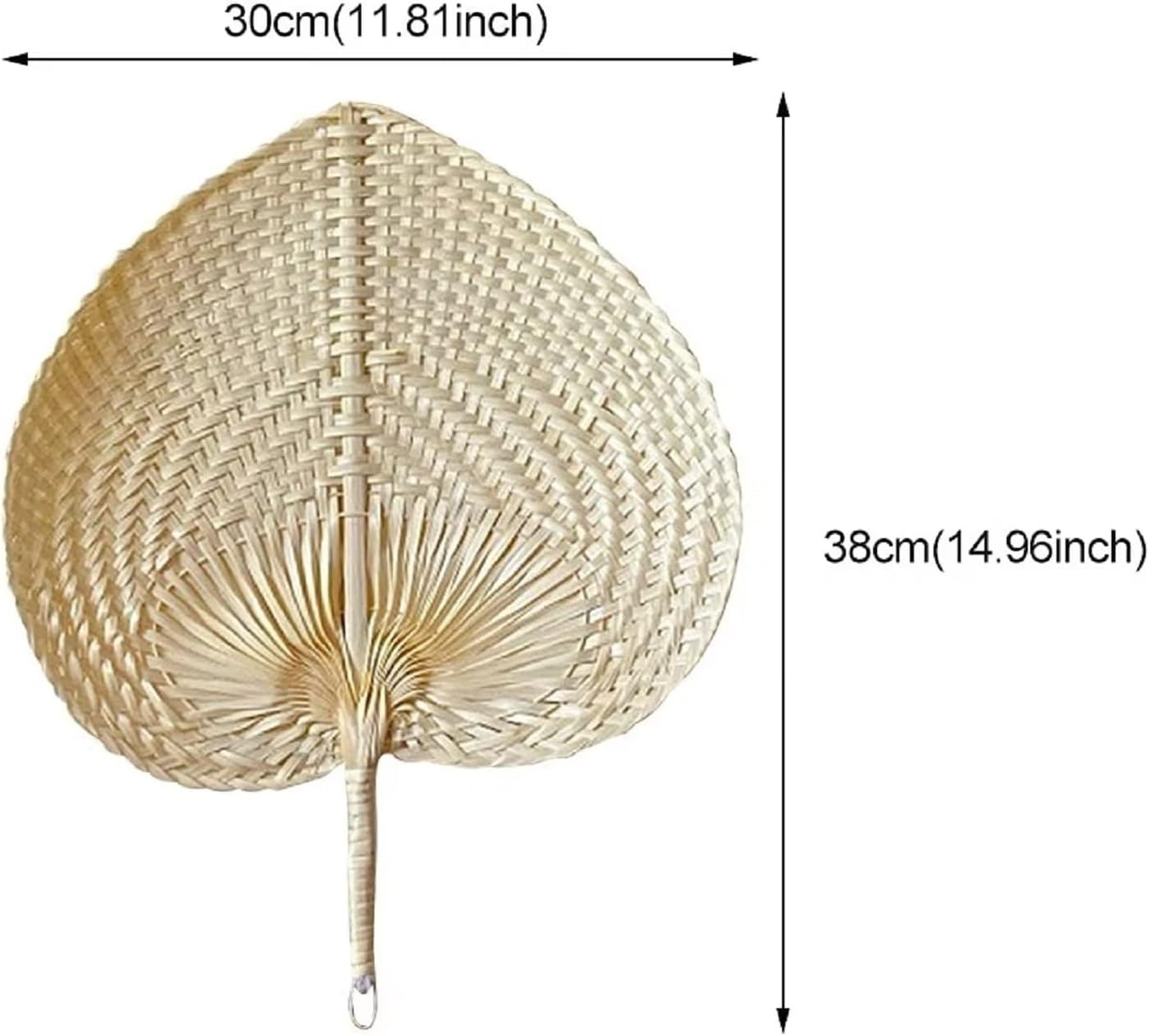 10 Pcs Natural Bamboo Raffia Fans, Wedding Raffia Fans Handmade Rattan Fan Chinese Style Hand Weaving Fan Farmhouse Wall Decor for Summer Cooling Supplies(11.81"×14.96")