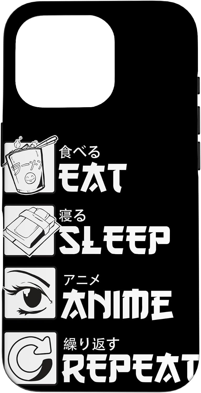Eat Sleep Anime Repeat Japanese Letters for Anime Lover Case for iPhone 16 Pro