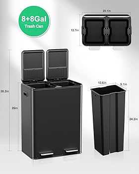 新品【DULTON】2 COMPARTMENT BIN 60 Amazon.com: 60 Liter / 16 Gallon Dual Compartment Stainless