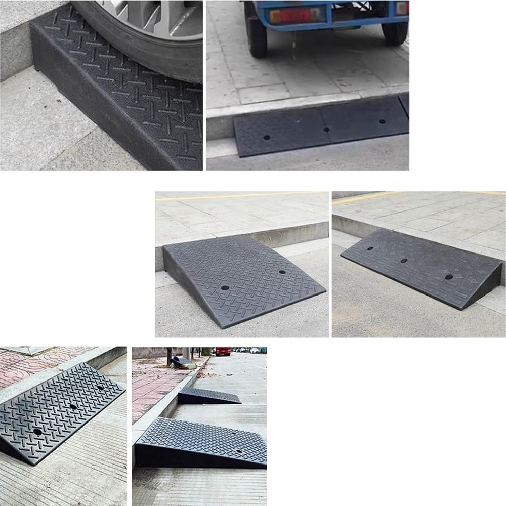 Rampas De Bordillo para Coches Rampa De Umbral De Goma Rampa De Acceso Alto 4 5 6 7 8 9 10cm Rampa De Carga Antideslizante Rampa para Silla De Ruedas Portátil(7cm/2.7" Rise)