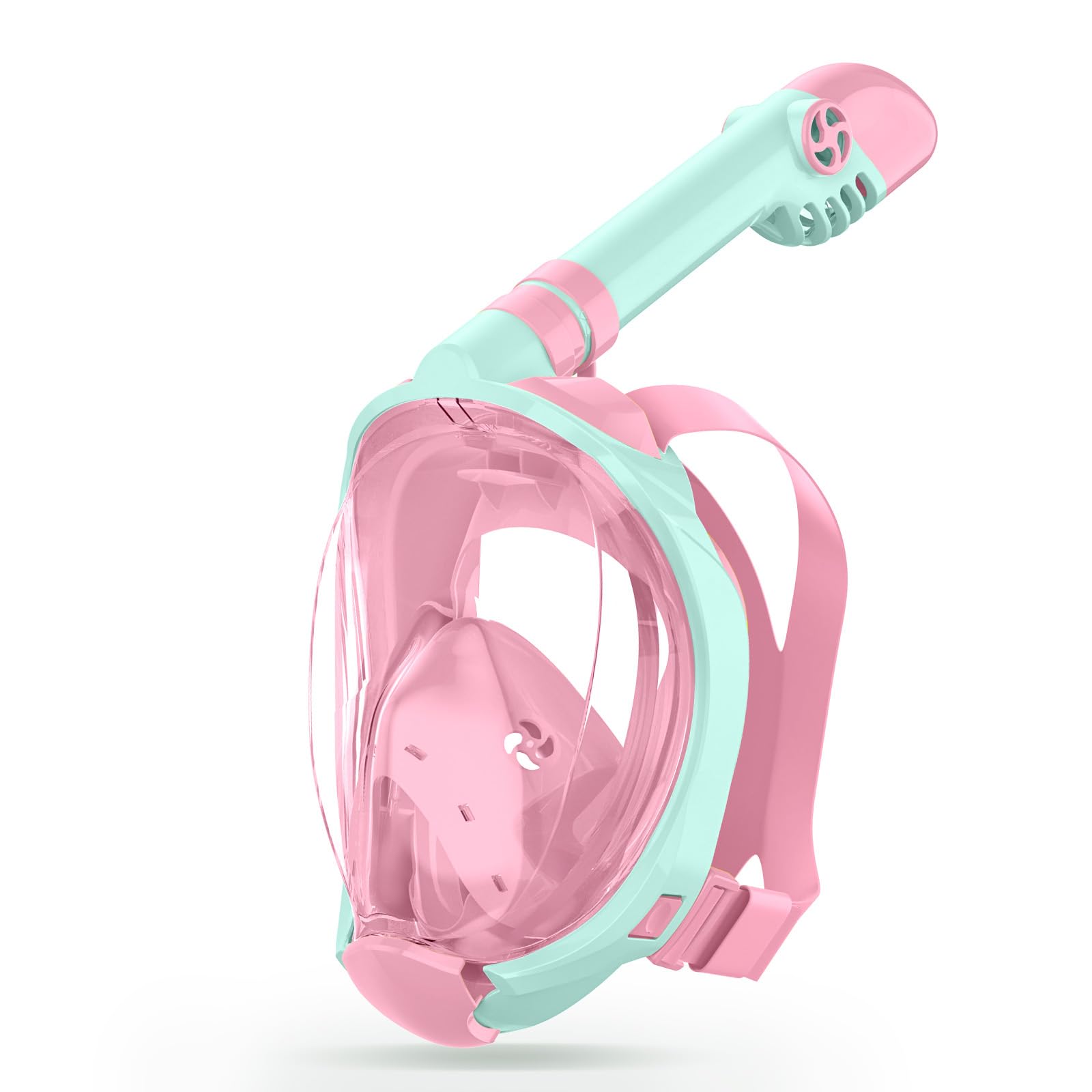 X99 Snorkel Mask, Full Face Snorkel Mask Adult 180 ° Panoramic View with Detachable Camera Mount, Anti-fog Anti-leak Full Face Dry Top Foldable Diving Mask for Men Women (Pink, S/M for Kids)