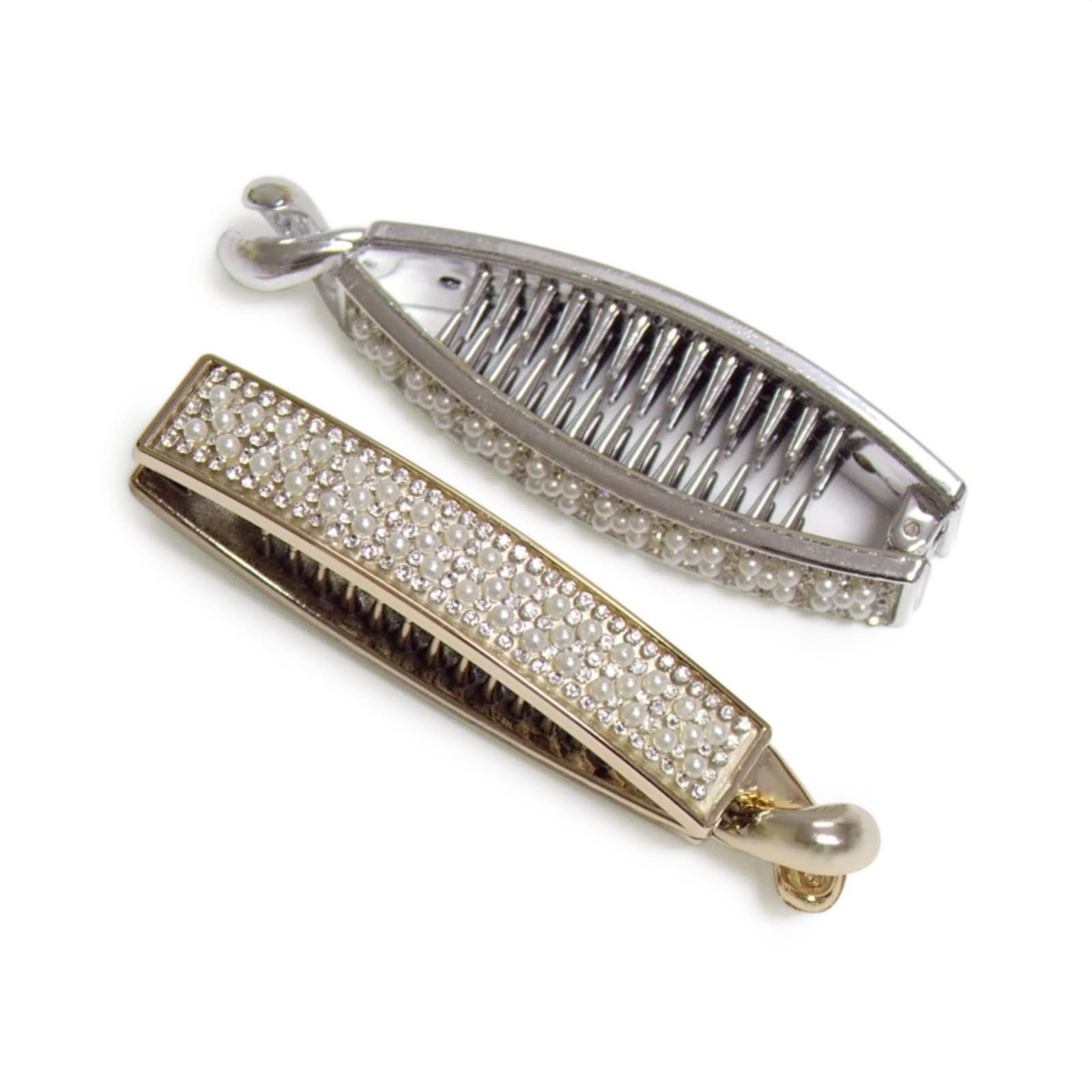Rhinestone Banana Hair Clips for Women Lightweight Comfortable for Fine Hair DRESSOOS Rhinestone Hair Clip Banana Hair Clips for Women  main image 2