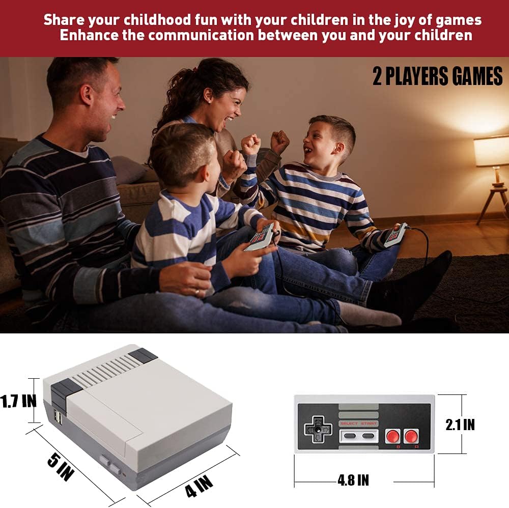 Easy 99 Retro Mini Game Console,Built-in 620 Classic Old School NES Game with 2 Controllers, TV HD Output,Nostalgia Gift for Kids Adults Birthday, Back to Childhood,2 Player Games., White : Video Games