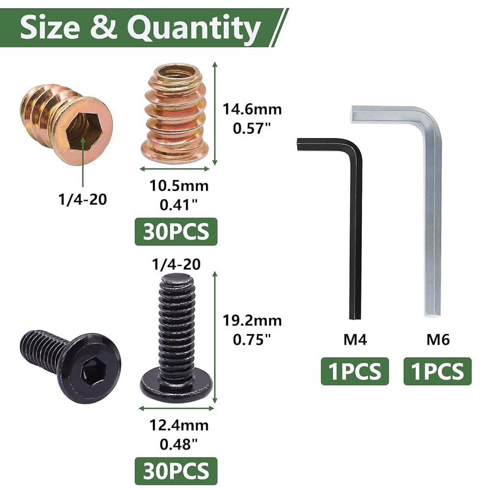 30-Piece 1/4-20 Threaded Insert Kit with 202-Pin Assortment & Installation Tools view 7