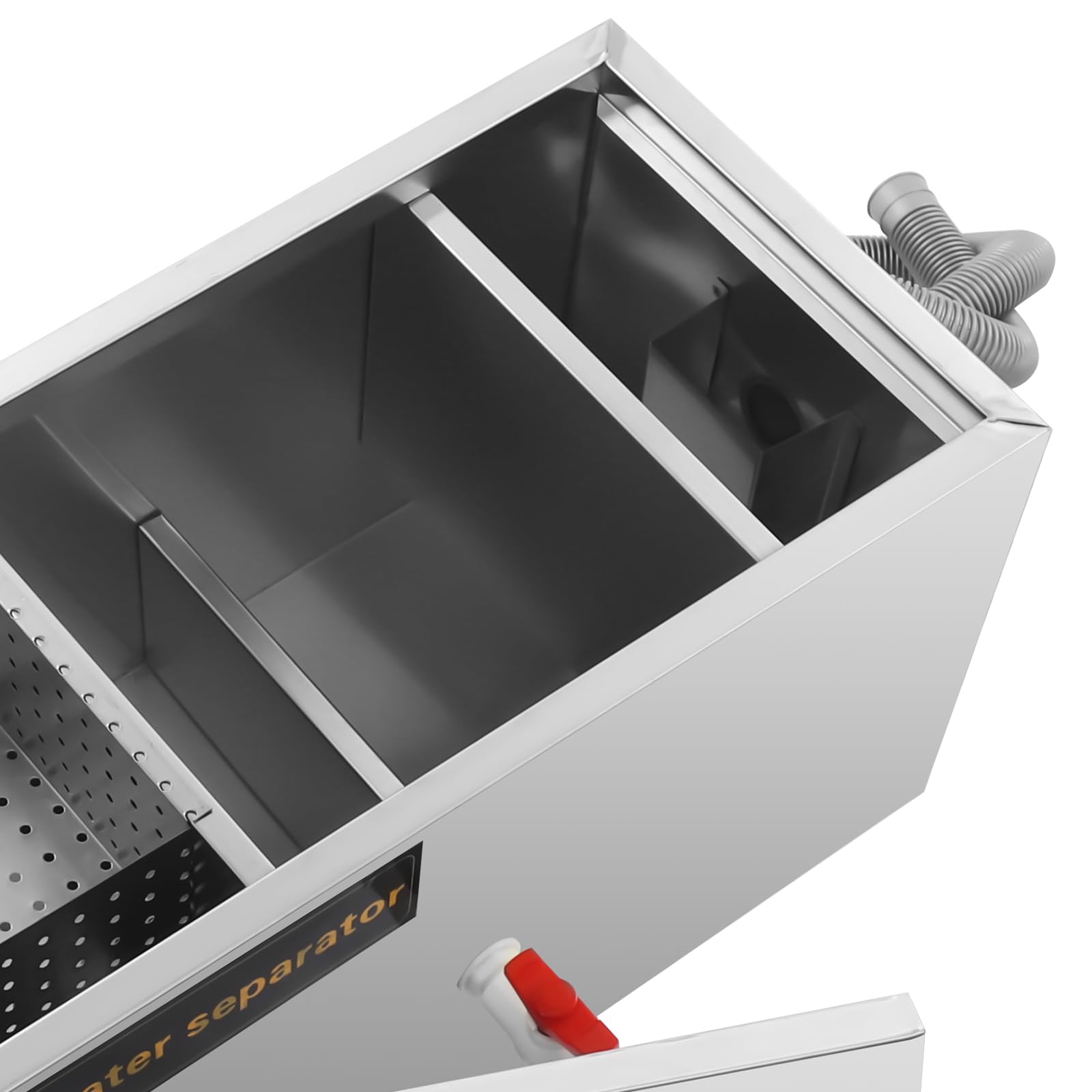 Commercial Grease Interceptor, 60 x 30 x 30 cm, trampa de acero inoxidable, separador de aceite y agua para restaurante, cafetería, Kanteen