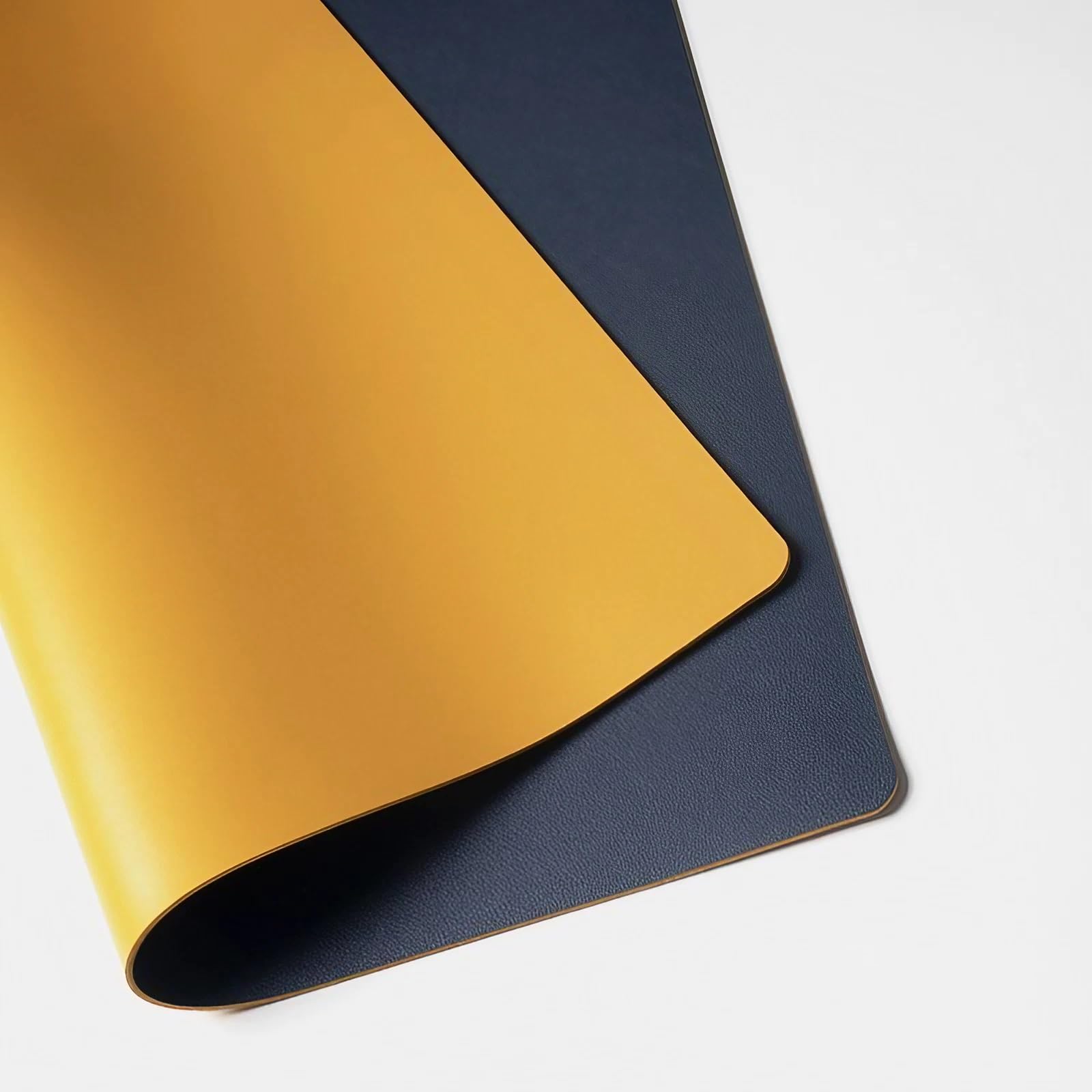 Sottomano Scrivania In Ecopelle Impermeabile e Anti-scivolo, Tovaglia In Pelle PU Facile Da Pulire, Tappetino Mouse XXL per Proteggere Il Piano(Yellow,80 x 120 cm)