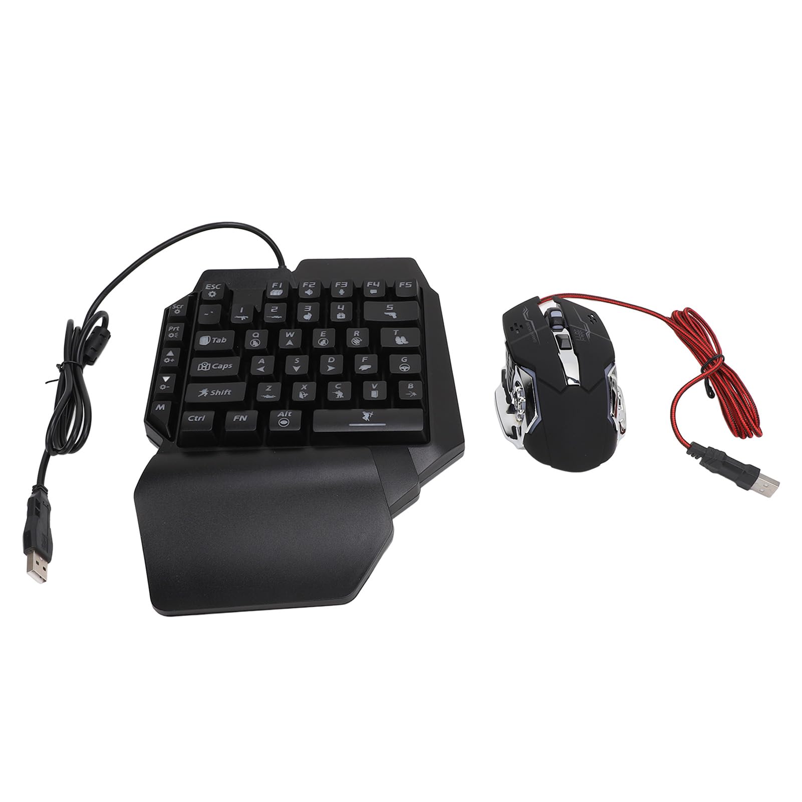 Hidyliu Combinación de Teclado y Mouse para Juegos con una Sola Mano con Soporte para Teléfono Bluetooth para Jugadores Móviles Diseño RGB 4 en 1 con Cargador de Alta Velocidad