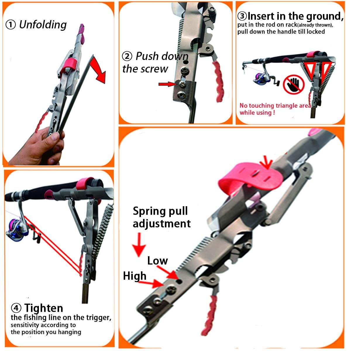 Amazon.com: Automatic Spring Fishing Rod Holder, Spring Loaded Hook Setter Rod  Holder, Auto Pole Holder for Bank Fishing, Stainless Steel, 2 Pack : Sports  & Outdoors