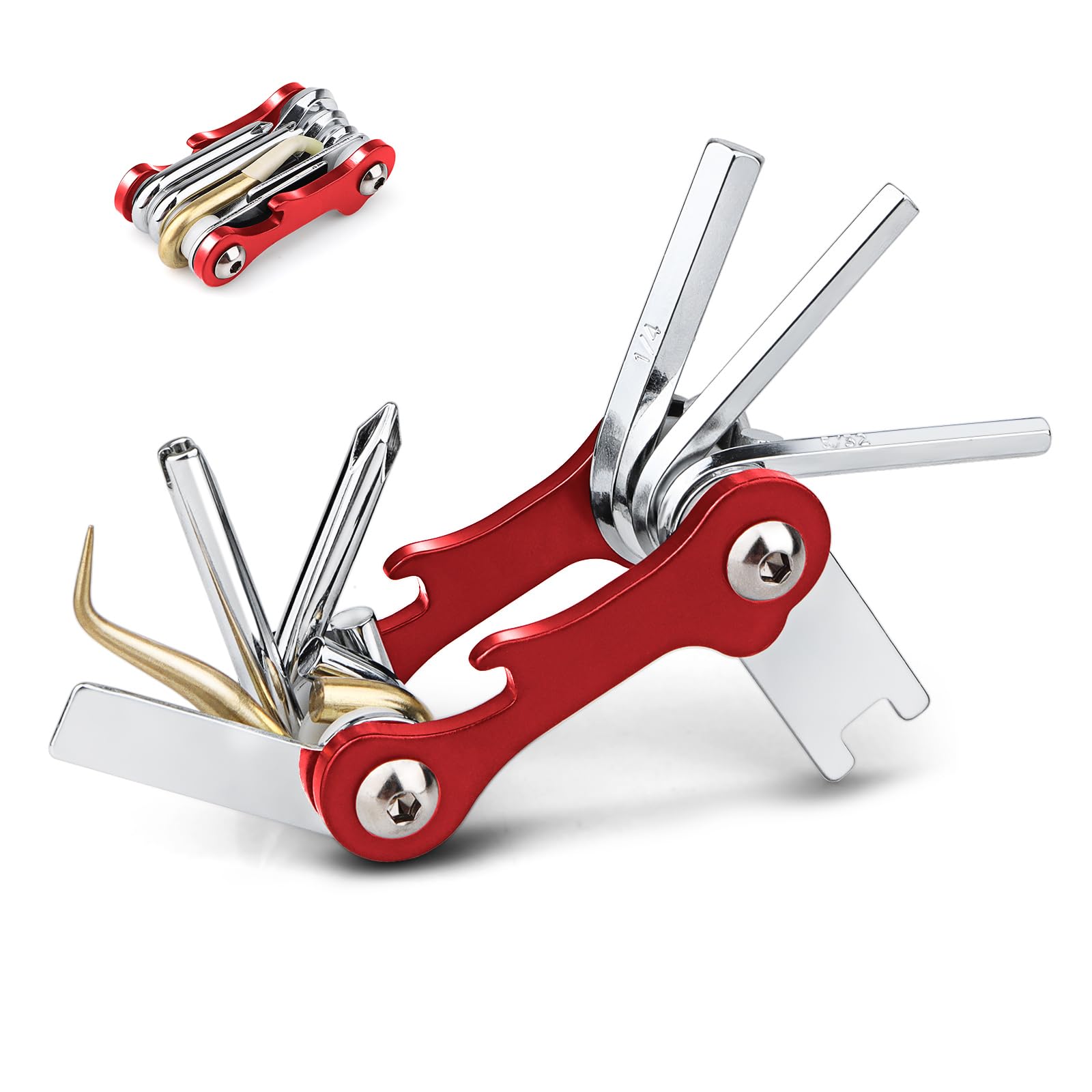 OVOVFANY Scuba Tools Kit, 8-in-1 Folding Stainless Steel Diving Multi-Tool Repairing Set for Diver Repair & Maintenance Gears or Accessory (Red)