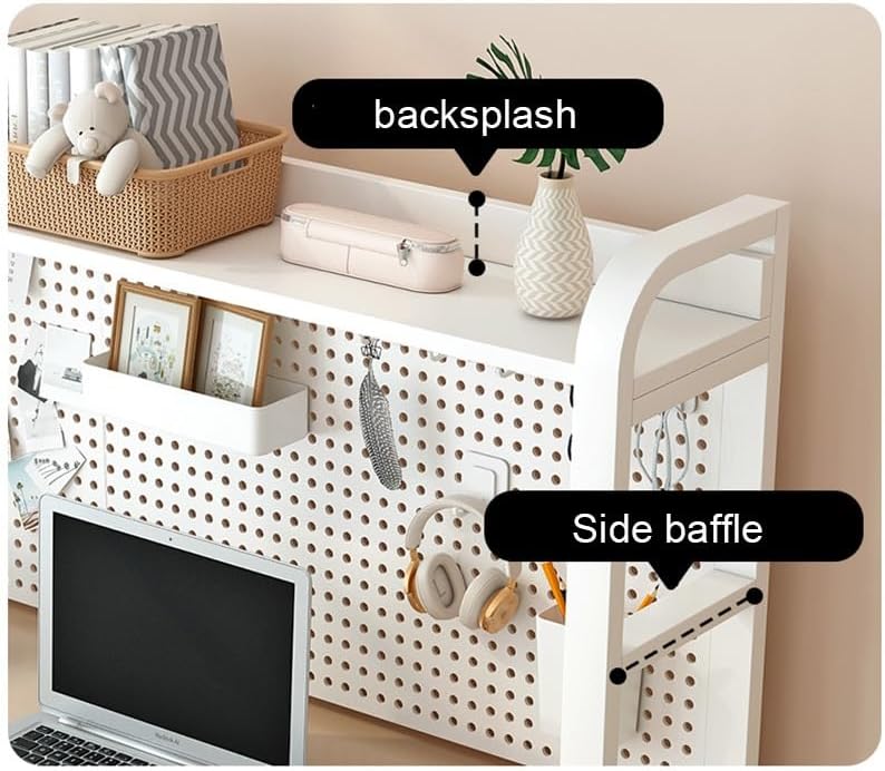 3 Tier Office Desk Storage Hutch Display Shelf, Multipurpose for Computer Desk, Countertop Bookcase Organizer Hutch for Plants Toys Photo (White 115cm)