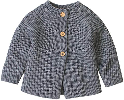 Newborn Baby Girls Boys Sweater Outwear Thin Sweaters Solid Button Down Cardigans for Infant 0-24M (6-12 Months, A-Grey)
